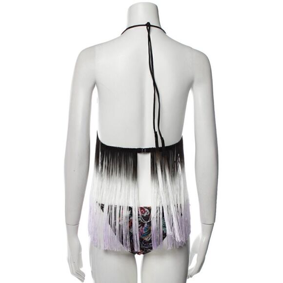 Missoni Dégradé Fringed Halter Neck Triangle Bikini in Black Monstera - Picture 3 of 13